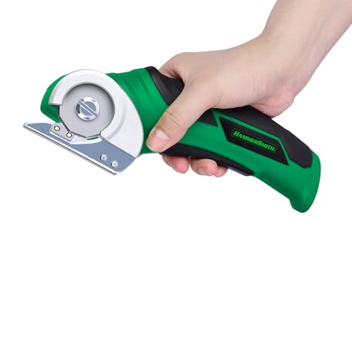Hammersmith SharpSpin - Kabelloser Akku-Universalschneider - Elektrische Schere - Kartonschneider - Rollschneider - Selbstschärfende Klinge - Schneidet Leder, PVC, Teppiche, Karton & mehr von Hammersmith