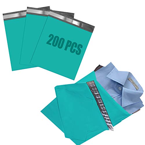 200 Packungen, groß, 25 x 35 cm, dicke, blaugrüne Poly-Versandtaschen, selbstklebende Versandtaschen für Kleidung und T-Shirts. von Hamnor