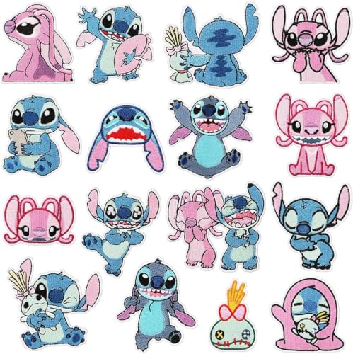 16 Stück niedliche Cartoon-Aufnäher zum Aufbügeln oder Aufbügeln, bestickte Aufnäher für Rucksäcke, Taschen, Hüte, Kleider, Jacken, Bastelarbeiten, Anime-Kleidung, Dekoration 16 Stück niedliche Cartoon-Aufnäher zum Aufbügeln oder Aufbügeln, bestickte Aufnäher für Rucksäcke, Taschen, Hüte, Kleider, Jacken, Bastelarbeiten, Anime-Kleidung, Dekoration von Hamowtux