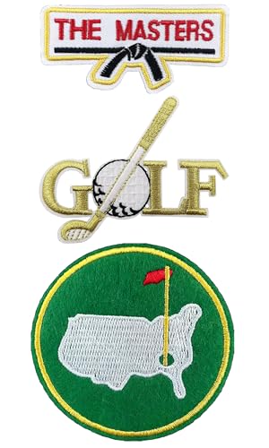Masters Aufnäher zum Aufbügeln, Golf-Flicken, zum Aufbügeln, Parches de Golf, Masters, Caddy-Kostüm, bestickter Aufnäher, Rückseite für Stickereien, Hüte, Rucksäcke, Taschen, 3 Stück Masters Aufnäher zum Aufbügeln, Golf-Flicken, zum Aufbügeln, Parches de Golf, Masters, Caddy-Kostüm, bestickter Aufnäher, Rückseite für Stickereien, Hüte, Rucksäcke, Taschen, 3 Stück von Hamowtux