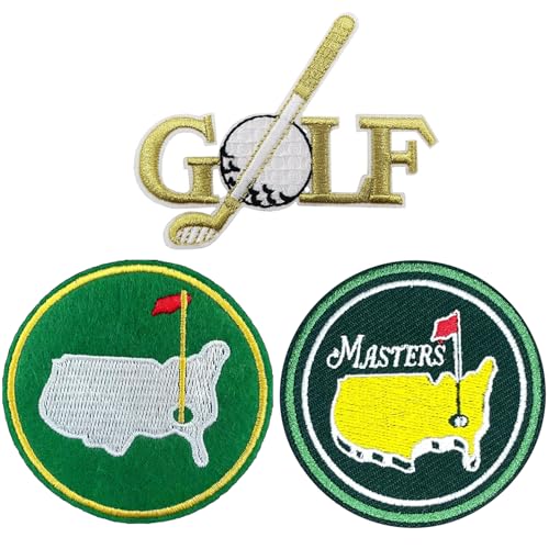 Masters Aufnäher zum Aufbügeln, Golf-Flicken, zum Aufbügeln, Parches de Golf, Masters, Caddy-Kostüm, bestickter Aufnäher, Rückseite für Stickereien, Hüte, Rucksäcke, Taschen, 3 Stück Masters Aufnäher zum Aufbügeln, Golf-Flicken, zum Aufbügeln, Parches de Golf, Masters, Caddy-Kostüm, bestickter Aufnäher, Rückseite für Stickereien, Hüte, Rucksäcke, Taschen, 3 Stück von Hamowtux
