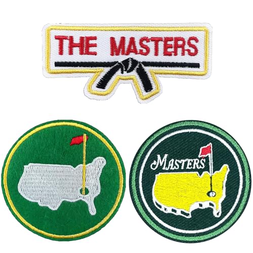 Masters Aufnäher zum Aufbügeln, Golf-Flicken, zum Aufbügeln, Parches de Golf, Masters, Caddy-Kostüm, bestickter Aufnäher, Rückseite für Stickereien, Hüte, Rucksäcke, Taschen, 3 Stück Masters Aufnäher zum Aufbügeln, Golf-Flicken, zum Aufbügeln, Parches de Golf, Masters, Caddy-Kostüm, bestickter Aufnäher, Rückseite für Stickereien, Hüte, Rucksäcke, Taschen, 3 Stück von Hamowtux