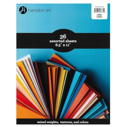 Hampton Art Karton-Sortimentspackungen, 36 Blatt, 21,6 x 27,9 cm, farbiges Kartonpapier für Scrapbooking, Bastelpapier, Kartondruckerpapier, Konstruktionspapier, verschiedene Farben von Hampton Art