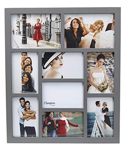 Hampton Frames gal9apgy Galerie grau Holz 9 Multi Blende (Sieben 10,2 x 15,2 cm/A6 (10 x 15 cm) & Zwei 12,7 x 17,8 cm (13 x 18 cm)) wunderschönen Multi Blende Bilderrahmen nur zum Aufhängen von Hampton Frames