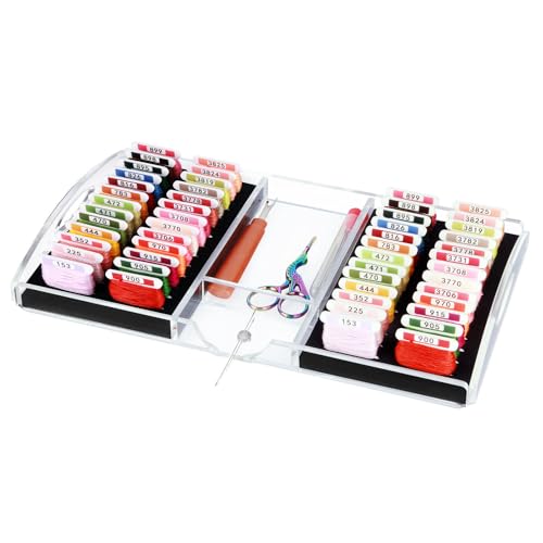 Hamtery Acryl-Arbeitsablage für Kreuzstich- und Stickzubehör, Stickgarn-Spulen-Organizer mit magnetischem Nadelhalter und Werkzeugaufbewahrung, nur zur Aufbewahrung von Werkzeugen (groß für 3 mm Hamtery Acryl-Arbeitsablage für Kreuzstich- und Stickzubehör, Stickgarn-Spulen-Organizer mit magnetischem Nadelhalter und Werkzeugaufbewahrung, nur zur Aufbewahrung von Werkzeugen (groß für 3 mm von Hamtery