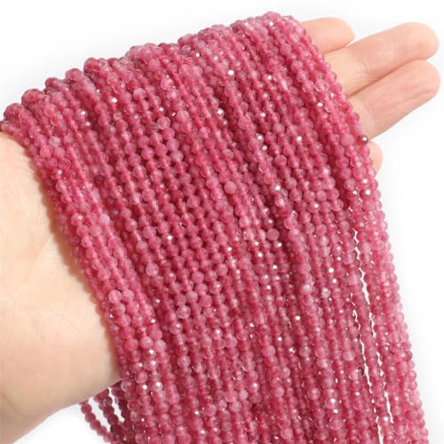 Natürliche Perlen, kleine facettierte Steine, rund, lose Steinperlen für selbstgemachte Armbänder, Halsketten, Schmuckherstellung, rosa Turmalin, 3 mm, ca. 110 Stück Natürliche Perlen, kleine facettierte Steine, rund, lose Steinperlen für selbstgemachte Armbänder, Halsketten, Schmuckherstellung, rosa Turmalin, 3 mm, ca. 110 Stück von Hamthuit