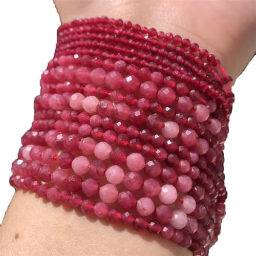 Natürliche Rubinsteinperlen, facettiert, klein, rot, rund, lose Perlen für selbstgemachte Schmuckherstellung, Armband, Perlen, Zubehör, Rubin, 2 mm, 170 Stück Natürliche Rubinsteinperlen, facettiert, klein, rot, rund, lose Perlen für selbstgemachte Schmuckherstellung, Armband, Perlen, Zubehör, Rubin, 2 mm, 170 Stück von Hamthuit