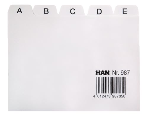 HAN Leitkarte A7 Leitregister, Karteiregister, Register A - Z, für Karteibox, Karteikasten und trog, Polypropylen, A7, 987, grau von HAN