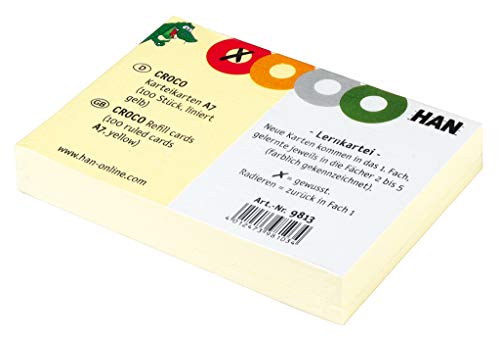 HAN Karteikarten - 100 Stück DIN A7 Quer Liniert Für CROCO A7 (Art.Nr. 9813) Lernkarteikartenbox, Farbig Bedruckt Stabiler Karteikarton 190g/m² Mit Vier Bunten Kreisen Zum Ankreuzen, 9813 HAN Karteikarten - 100 Stück DIN A7 Quer Liniert Für CROCO A7 (Art.Nr. 9813) Lernkarteikartenbox, Farbig Bedruckt Stabiler Karteikarton 190g/m² Mit Vier Bunten Kreisen Zum Ankreuzen, 9813 von HAN