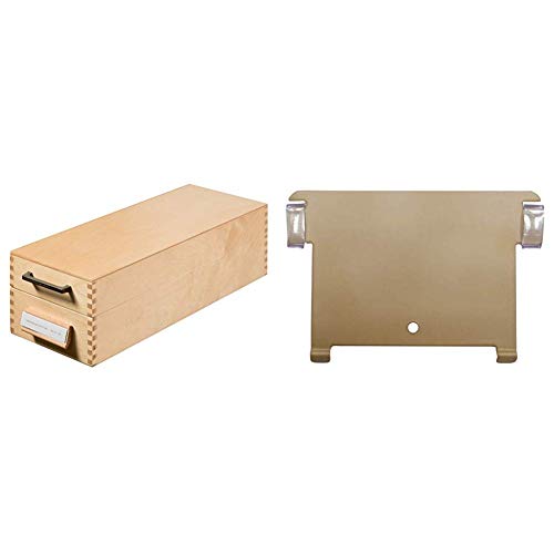 HAN Karteikasten 1007, DIN A7 quer aus Holz/Hochwertige Lernkarteibox aus edlem & robustem Naturholz für 1.500 DIN A7 Karteikarten & als Lehrmaterial & Metall-Stützplatte DIN A7 quer, braun von HAN
