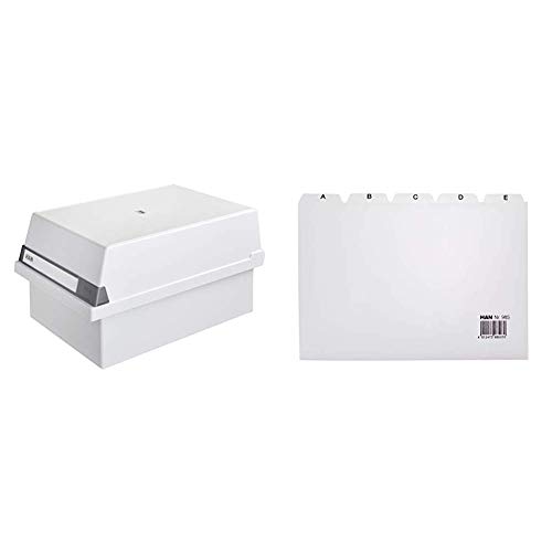 HAN Karteikasten A5 955-11 für 1.300 Karten, quer & inkl. 2 Stützplatten & Register A - Z, DIN A5 quer, 25-teiliges Leitregister für Karteiboxen, Karteikästen und Karteitröge, grau HAN Karteikasten A5 955-11 für 1.300 Karten, quer & inkl. 2 Stützplatten & Register A - Z, DIN A5 quer, 25-teiliges Leitregister für Karteiboxen, Karteikästen und Karteitröge, grau von HAN