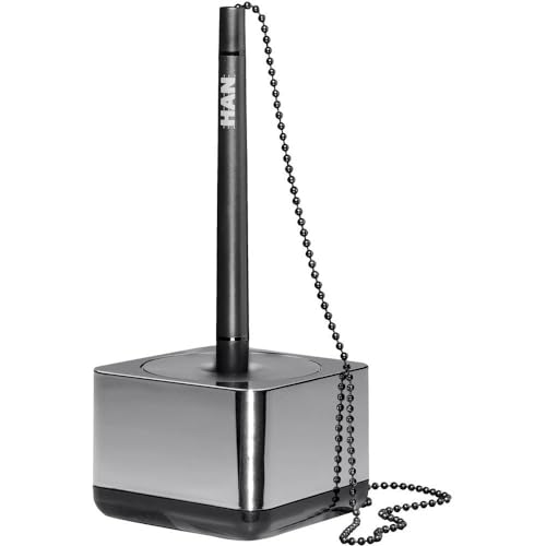 HAN Kugelschreiberständer i-Line CHROME, eleganter stabiler Ständer für Kugelschreiber mit schwarzer Kette ideal für den Schreibtisch, 27651-88, chrome HAN Kugelschreiberständer i-Line CHROME, eleganter stabiler Ständer für Kugelschreiber mit schwarzer Kette ideal für den Schreibtisch, 27651-88, chrome von HAN