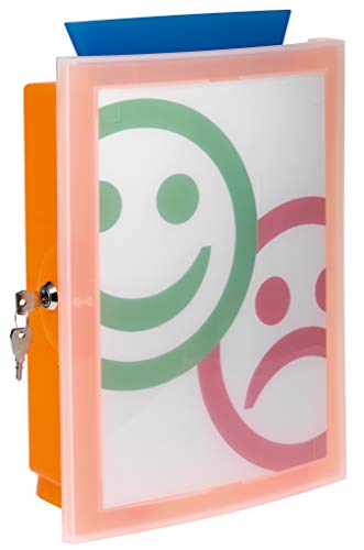 HAN Sammelbox IMAGE'IN mit transparenter abschließbarer Tür, auswechselbares Motiv, Wahlurne, Spendenbox, Los-, Aktionsbox, zur Wandmontage oder freistehend mit Standfüßen, 4102-61, transluzent-orange von HAN