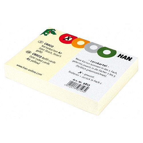 Karteikarten für CROCO DIN A7, gelb 200 Stück liniert, 190 g/m² von HAN