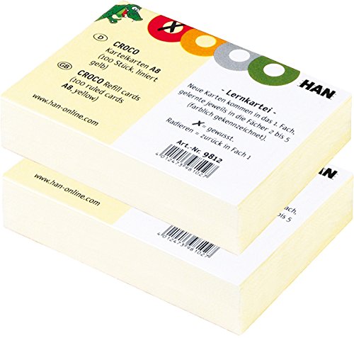 Karteikarten für CROCO DIN A7, gelb 200 Stück liniert, 190 g/m² von HAN