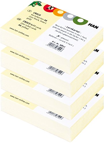 Karteikarten für CROCO DIN A7, gelb 400 Stück liniert, 190 g/m² Karteikarten für CROCO DIN A7, gelb 400 Stück liniert, 190 g/m² von HAN