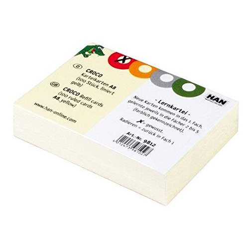 Karteikarten für CROCO DIN A8, gelb 400 Stück liniert, 190 g/m² Karteikarten für CROCO DIN A8, gelb 400 Stück liniert, 190 g/m² von HAN