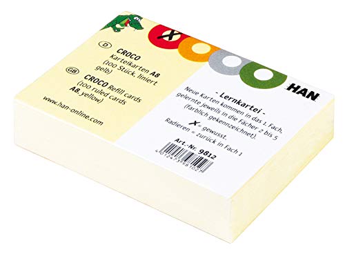 Karten für Lernkartei Karteikarten Lernkartei liniert (gelb, A8 | 400 Stück) von HAN