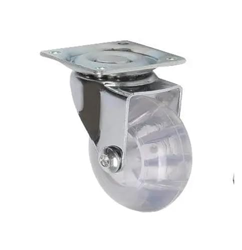 HanDpi (4er-Pack) 2-Zoll-Rollen, transparentes PU-Kristallrad mit Bremse, universeller Möbelgriff mit Mehreren Spezifikationen (2 Zoll, flach) von HanDpi