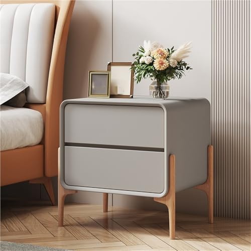 HanDpi Nachttisch aus Holz, Nachttisch mit 2 Schubladen, seitlichen hohen Holzbeinen, kleine Kommode, modernes Ende für Wohnzimmer, Raum, Hotel (Grau, 19,7 * 15,7 19,7 Zoll) von HanDpi