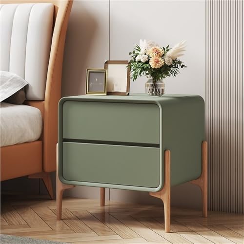 HanDpi Nachttisch aus Holz, Nachttisch mit 2 Schubladen, seitlichen hohen Holzbeinen, kleine Kommode, modernes Ende für Wohnzimmer, Raum, Hotel (Grün, 19,7 * 15,7 19,7 Zoll) von HanDpi