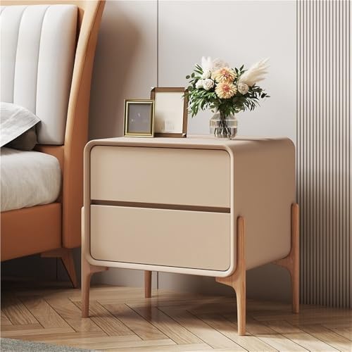 HanDpi Nachttisch aus Holz, Nachttisch mit 2 Schubladen, seitlichen hohen Holzbeinen, kleine Kommode, modernes Ende für Wohnzimmer, Raum, Hotel (natürlich, 15,7 * 15,7 19,7 Zoll) von HanDpi