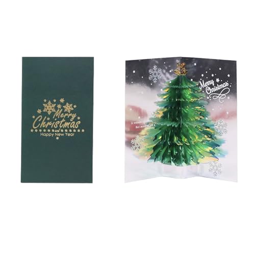 HanQZen 3D Pop-Up Weihnachtsbaum-Karte Pop-Up Karte als Gutschein oder Weihnachtsgruß I Klappkarte zu Weihnachten (grün) von HanQZen