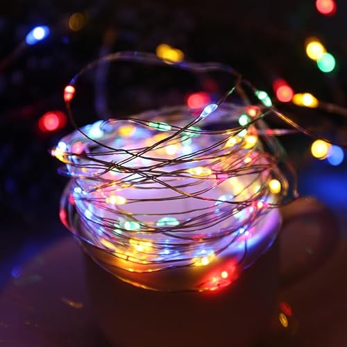 HanYun Fairy String Lights, USB-betriebene Lichterkette Kupferdraht mit Fernbedienung, mit 8 Modi und Timer für Balkon Weihnachten Innen Aussen Dekoration (10m, Bunt) von HanYun
