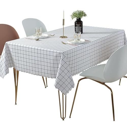 HanYun Tischdecke, abwaschbare tischdecke 137x180cm,PVC weißes Karo tischdecke Outdoor Wasserabweisend Tafeldecke Tischwäsche Fleckschutz für Hochzeit, Party, Kindergeburtstag, Weihnachten HanYun Tischdecke, abwaschbare tischdecke 137x180cm,PVC weißes Karo tischdecke Outdoor Wasserabweisend Tafeldecke Tischwäsche Fleckschutz für Hochzeit, Party, Kindergeburtstag, Weihnachten von HanYun