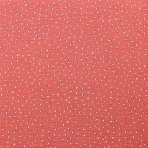 Double Gauze Design Little Dots 130 g/m² ca.132 cm col. 027 soft red von Hanabi