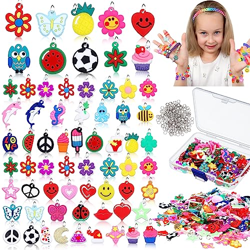 Hanaive 400 Stück Gummiband-Armbänder, Charms, Regenbogen-Silikongummi, Loom-Bänder, Charms, Sommer, bunt, Schmuck-Armbandherstellungs-Set, DIY-Halsketten-Anhänger mit 400 Öffnungsringen für Hanaive 400 Stück Gummiband-Armbänder, Charms, Regenbogen-Silikongummi, Loom-Bänder, Charms, Sommer, bunt, Schmuck-Armbandherstellungs-Set, DIY-Halsketten-Anhänger mit 400 Öffnungsringen für von Hanaive