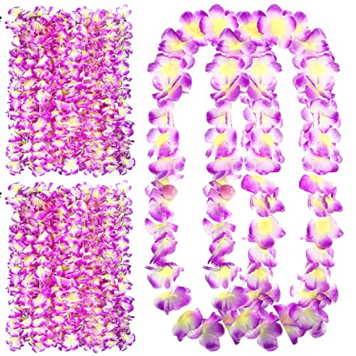 Set mit 36 hawaiianischen Leis Blume Lei Hawaii Halskette Tropische Hawaii Luau Party Gastgeschenke Dekoration für Strand Geburtstag Abschluss Kinder Foto Requisite, 104 cm (Lila) von Hanaive