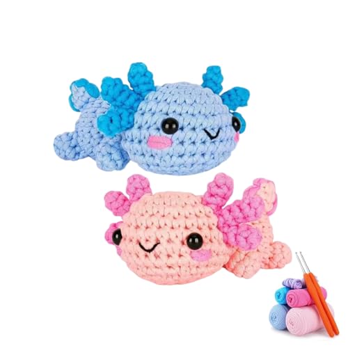 Häkelset für Anfänger Axolotl Häkelnadel Set für Tiere Strickset Bastelset für Erwachsene Kinder Häkel-Starterset mit Schritt für Schritt, Anleitung, Häkelnadeln, Garn und Video-Tutorials (Blau Rosa) Häkelset für Anfänger Axolotl Häkelnadel Set für Tiere Strickset Bastelset für Erwachsene Kinder Häkel-Starterset mit Schritt für Schritt, Anleitung, Häkelnadeln, Garn und Video-Tutorials (Blau Rosa) von Hanaoops