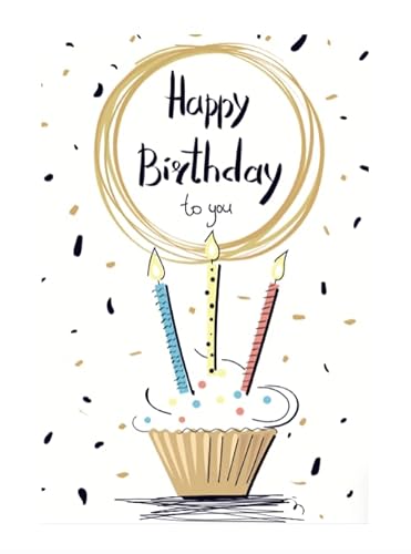 1 Premium Geburtstagskarte 18x12cm, Klappkarte mit Umschlag, Glückwunschkarte happy birthday Karte zum gratulieren Muffin Kerzen von Handarbeit - Lieblingsladen