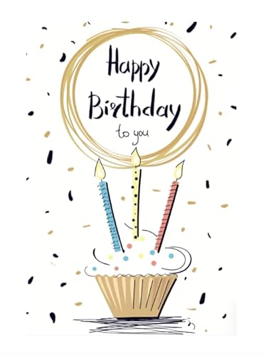 1 Premium Geburtstagskarte 18x12cm, Klappkarte mit Umschlag, Glückwunschkarte happy birthday Karte zum gratulieren Muffin Kerzen von Handarbeit - Lieblingsladen