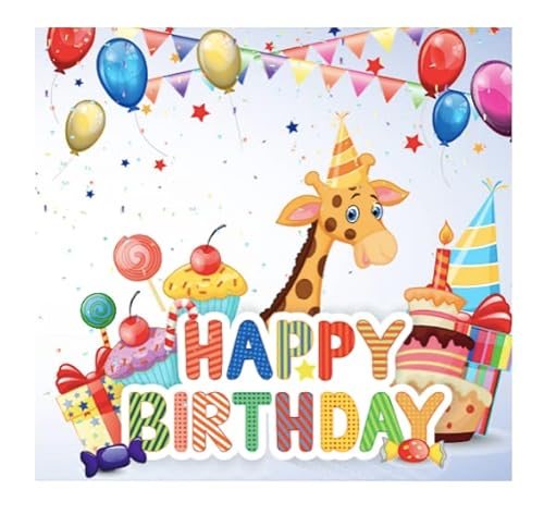 1 Premium Geburtstagskarte für Kinder 14,8x14,8cm - lustige Klappkarte mit Umschlag - happy birthday Karte mit Giraffenmotiv Grußkarte Kindergeburtstagskarte zum gratulieren von Handarbeit - Lieblingsladen