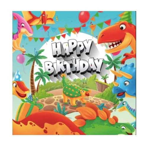 1 Premium Geburtstagskarte für Kinder 14,8x14,8cm - lustige Klappkarte mit Umschlag - happy birthday Karte mit Dinosaurier Grußkarte Kindergeburtstagskarte zum gratulieren von Handarbeit - Lieblingsladen
