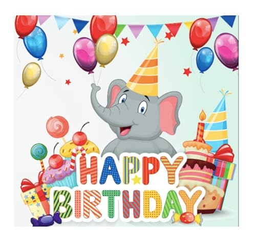 1 Premium Geburtstagskarte für Kinder 14,8x14,8cm - lustige Klappkarte mit Umschlag - happy birthday Karte mit Motiv (Elefant) Grußkarte Kindergeburtstagskarte zum gratulieren von Handarbeit - Lieblingsladen