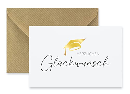 1 Premium Karte Glückwunschkarte 10,5x14,8cm Klappkarte + 1 Naturumschlag - Grußkarte zum gratulieren, Abitur, Führerscheinprüfung, Studium, Beförderung etc.. von Handarbeit - Lieblingsladen