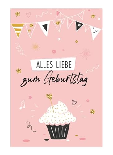 1 edle Geburtstagskarte mit 1 Umschlag 18x12cm Klappkarte zum Geburtstag Karte happy birthday - Karte Glückwunschkarte bunt Muffin von Handarbeit - Lieblingsladen