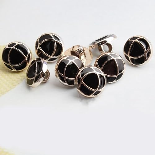 10 edle Kunststoffknöpfe 11mm (1,1cm), mit Emaille, schwarz Netzmuster rund Ösenknöpfe - zum nähen, annähen aufnähen Basteln und Dekorieren von Handarbeit - Lieblingsladen