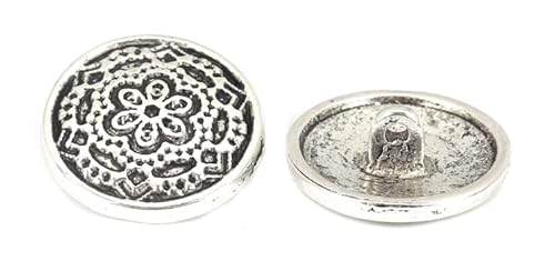 10 edle Ösenknöpfe antiksilber rund 20mm Metallknöpfe mit Blumenmuster zum annähen aufnähen Trachten Jackenknöpfe Mantelknöpfe Dekorationen Bastelknöpfe scrapbooking DIY von Handarbeit - Lieblingsladen