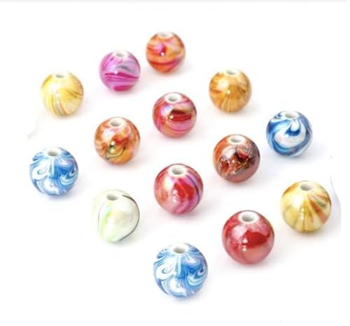 100 Acrylperlen 10mm bunt im zufälligen Mix - Lochgrösse 2,1mm Perlen zum basteln auffädeln fädeln Bastelperlen Schmuckperlen von Handarbeit - Lieblingsladen