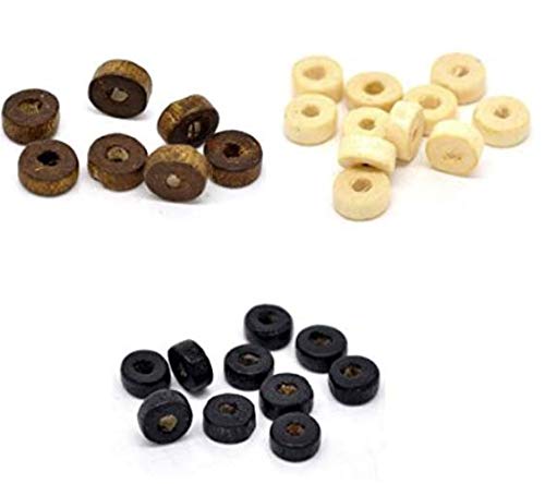 1000 Stück Holzperlen 8mm (0,8cm) mit 2,6mm Loch Rondelle flachrund 3 Farben im Mix natur kaffeebraun schwarz zum basteln auffädeln Perlen aus Holz Bastelperlen für DIY Schmuck Schmuckherstellung von Handarbeit - Lieblingsladen