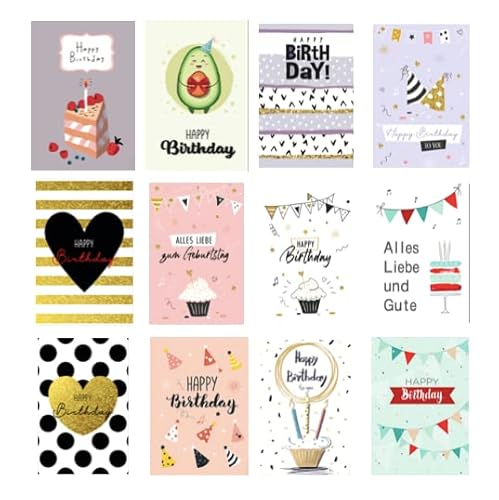 12 Premium Geburtstagskarten Happy Birthday 18x12cm - Klappkarten mit 12 weissen Umschlägen, Karte zum Geburtstag Alles Gute Glückwunschkarten 12 Premium Geburtstagskarten Happy Birthday 18x12cm - Klappkarten mit 12 weissen Umschlägen, Karte zum Geburtstag Alles Gute Glückwunschkarten von Handarbeit - Lieblingsladen