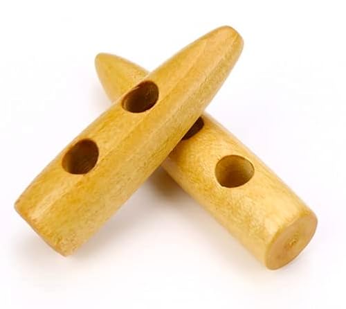 12 Premium - Holzknöpfe - Knebelknöpfe 4,5 x 1,3 cm braun hellbraun Knebel, 2 Löcher Keilform längliche Knöpfe Keilknöpfe zum annähen nähen basteln - Jackenknöpfe Mantelknöpfe von Handarbeit - Lieblingsladen