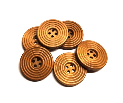 15 edle Holz-Knöpfe 25mm (2,5cm) kaffeebraun hell rund Rillenmuster Vierlochknöpfe a 2mm je Loch – 4-Loch-Knöpfe mit Rillen zum Annähen nähen aufnähen basteln Bastelknöpfe Jackenknöpfe Mantelknöpfe von Handarbeit - Lieblingsladen