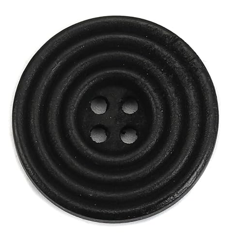 15 edle Holz-Knöpfe 25mm (2,5cm) schwarz rund Rillenmuster Vierlochknöpfe a 2mm je Loch – 4-Loch-Knöpfe mit Rillen zum Annähen nähen aufnähen basteln Bastelknöpfe Jackenknöpfe Mantelknöpfe von Handarbeit - Lieblingsladen