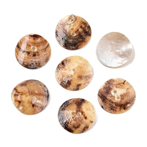 15 hochwertige Perlmuttknöpfe, Akoya-Muschelknopf, 25mm (2,5cm) Mokassin-beige rund Zweilochknöpfe a 1,8mm je Loch – 2-Loch-Knöpfe Muschel Knopf zum Annähen nähen aufnähen basteln Bastelknöpfe von Handarbeit - Lieblingsladen
