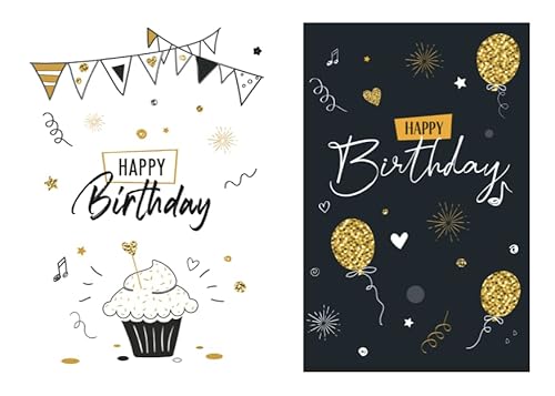 2 Premium Geburtstagskarten happy birthday 12x18cm - Klappkarten mit 2 weissen Umschläge, Karte zum Geburtstag Alles Gute Glückwunschkarten happy-birthday-Karten von Handarbeit - Lieblingsladen